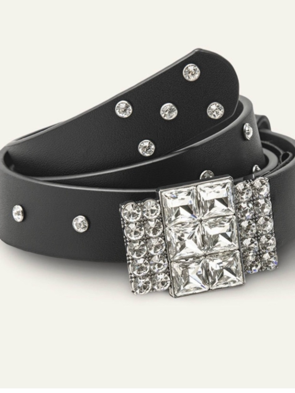 CAbi TWINKLE BELT Crystal-Studded Leather Belt with Rhinestone Buckle #5030